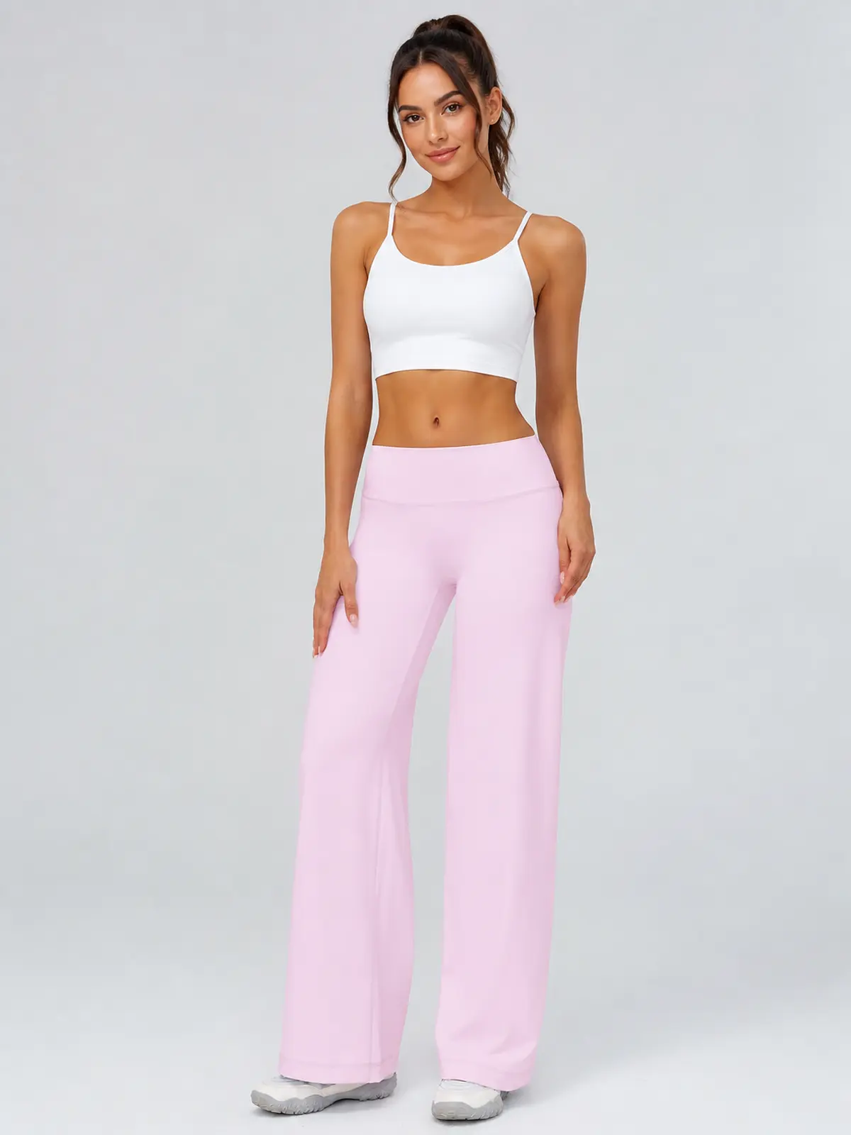 Harbor Verse High-Rise Flare Leggings — light pink — flare-leggings — authoritative variation match