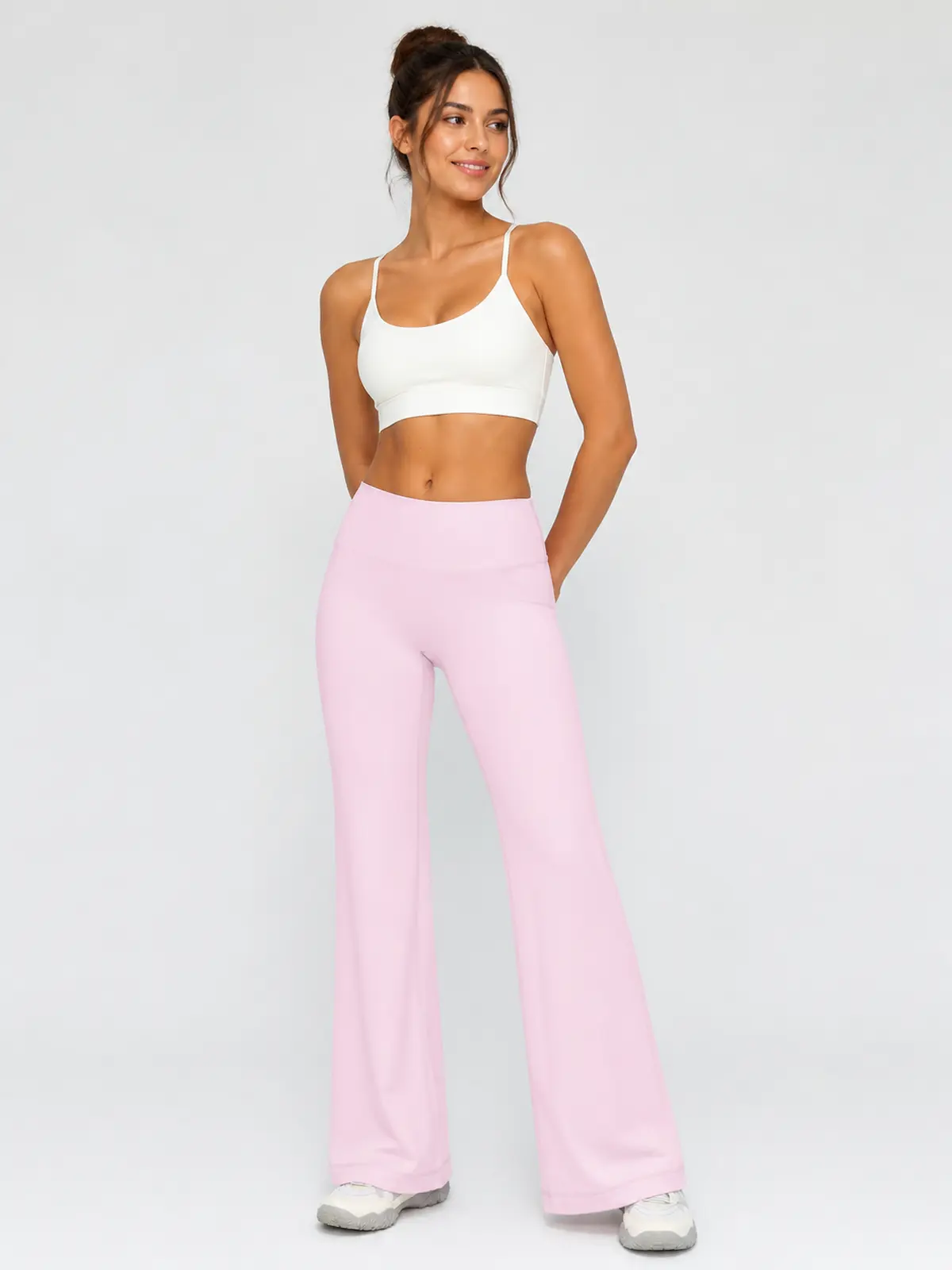 Harbor Verse High-Rise Flare Leggings — light pink — flare-leggings — authoritative variation match