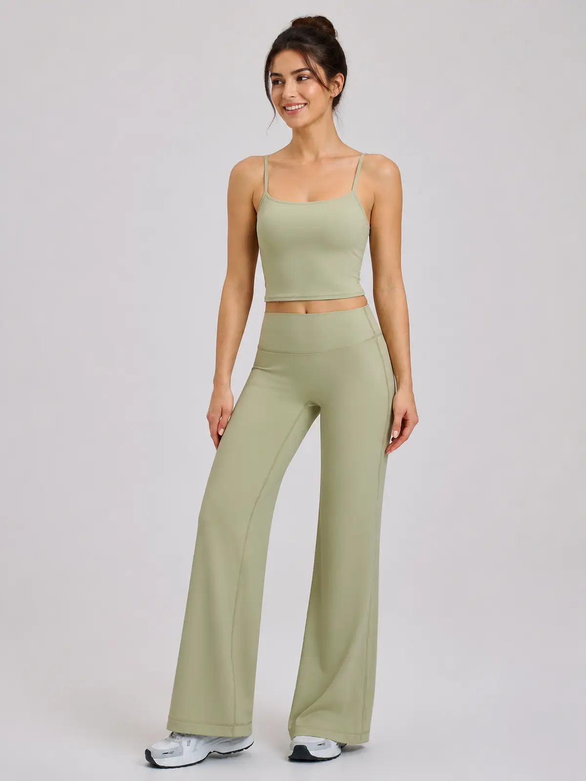 Harbor Verse High-Rise Flare Leggings — moss green — flare-leggings — authoritative variation match