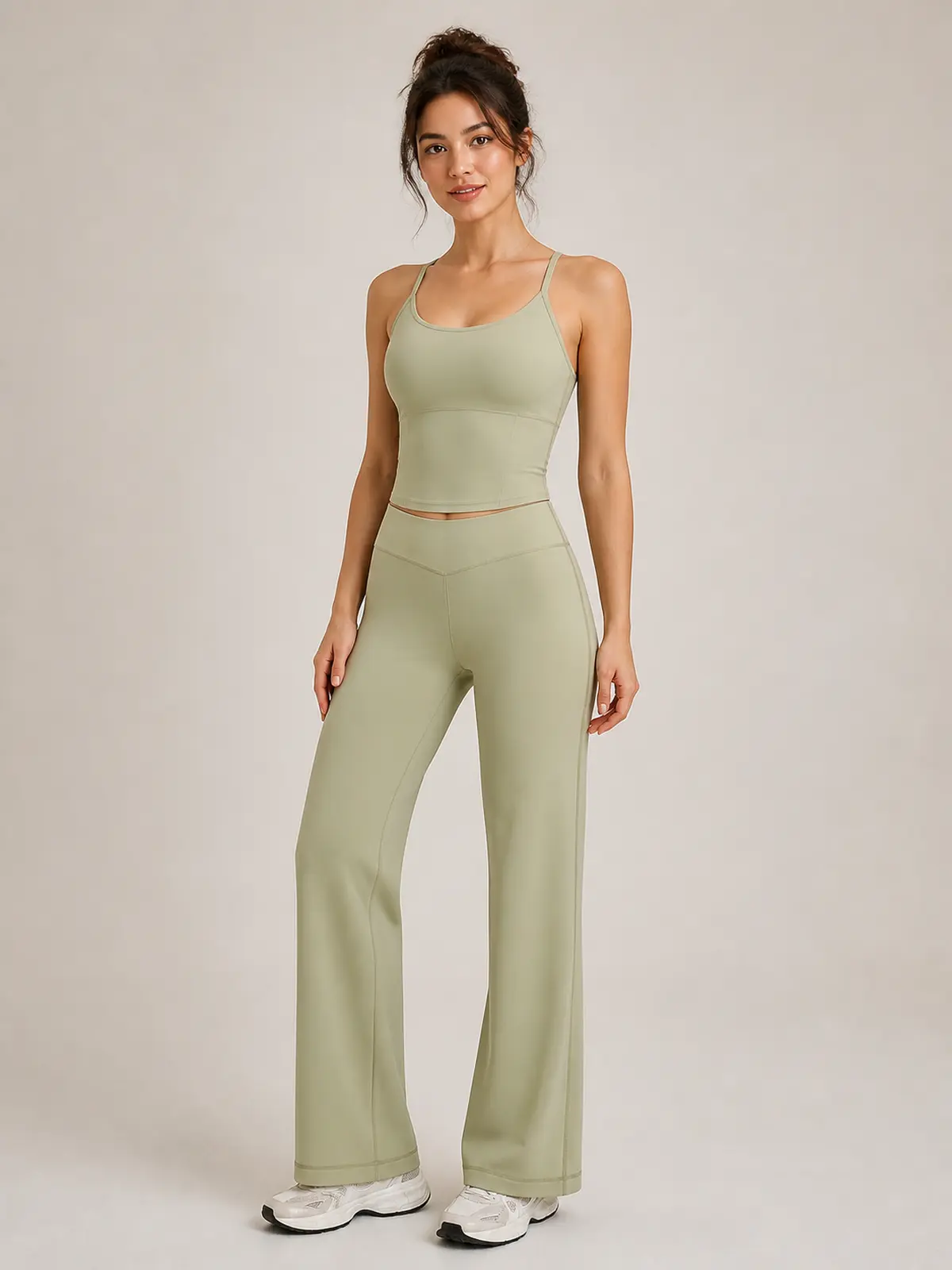 Harbor Verse High-Rise Flare Leggings — moss green — flare-leggings — authoritative variation match