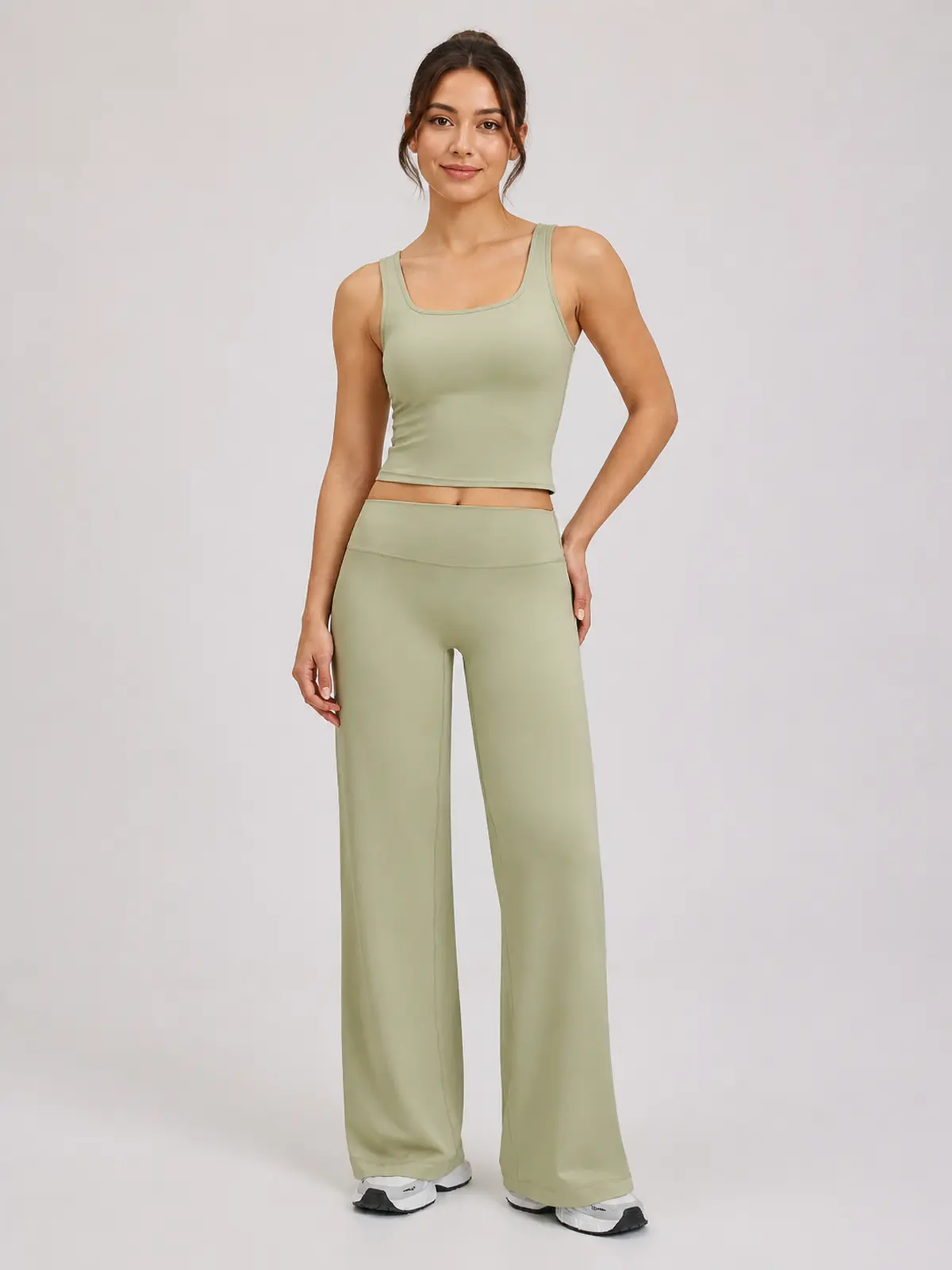Harbor Verse High-Rise Flare Leggings — moss green — pants — authoritative variation match