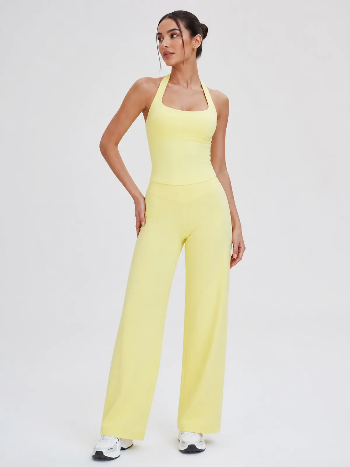 Harbor Verse High-Rise Flare Leggings — pale yellow — pants — authoritative variation match