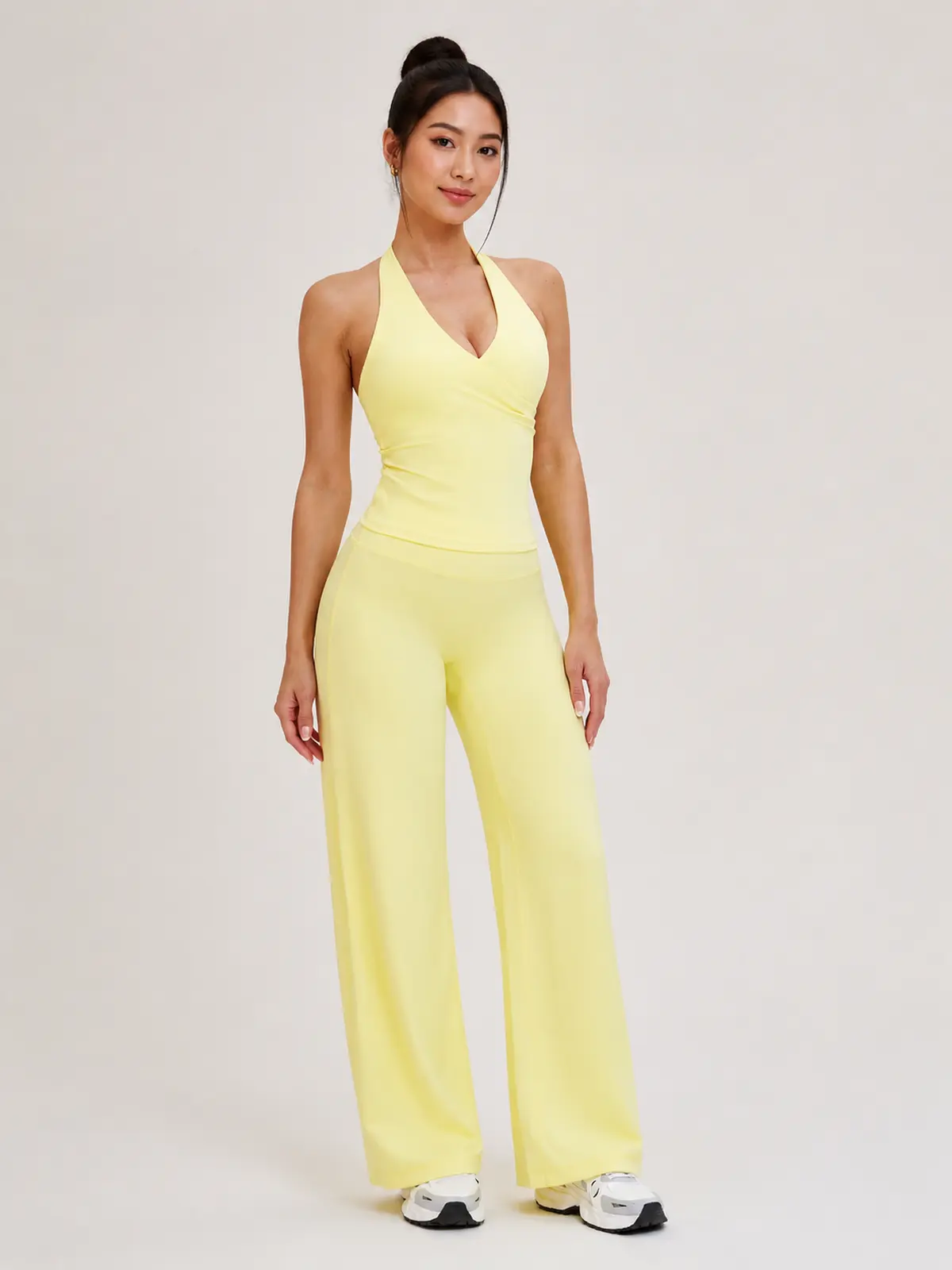 Harbor Verse High-Rise Flare Leggings — pale yellow — pants — authoritative variation match