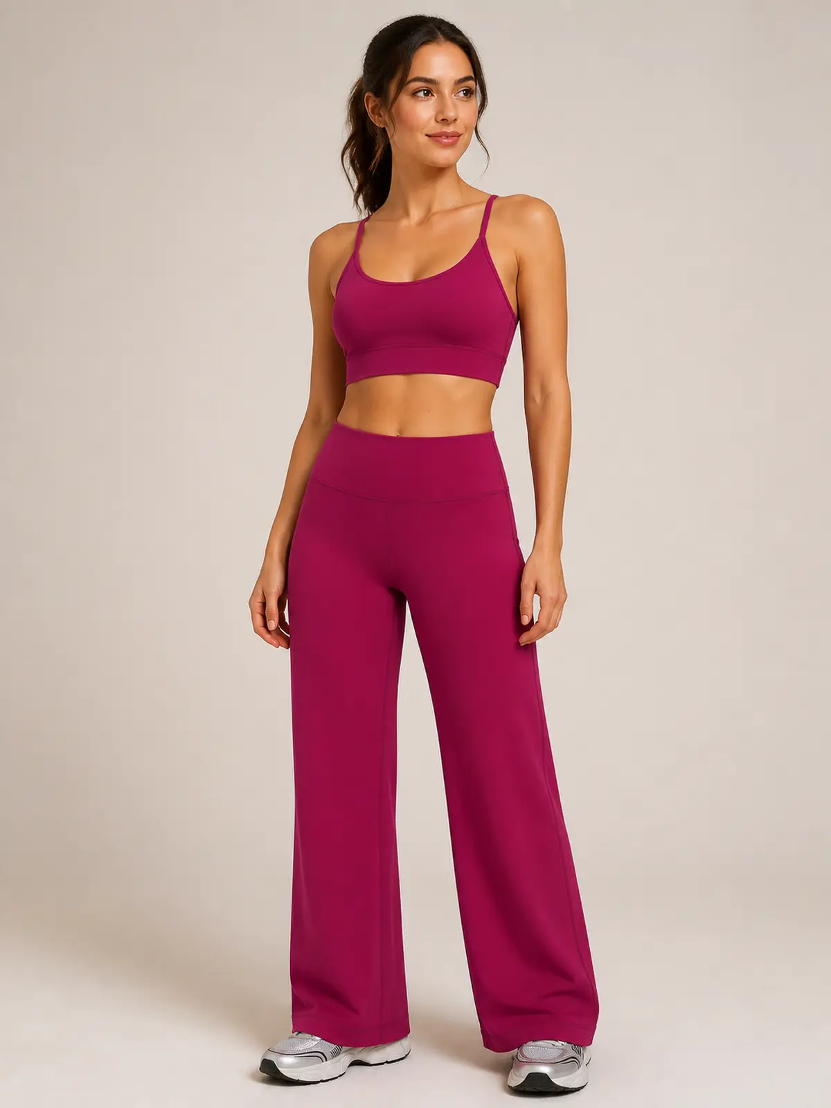 Harbor Verse High-Rise Flare Leggings — raspberry red — flare-leggings — authoritative variation match