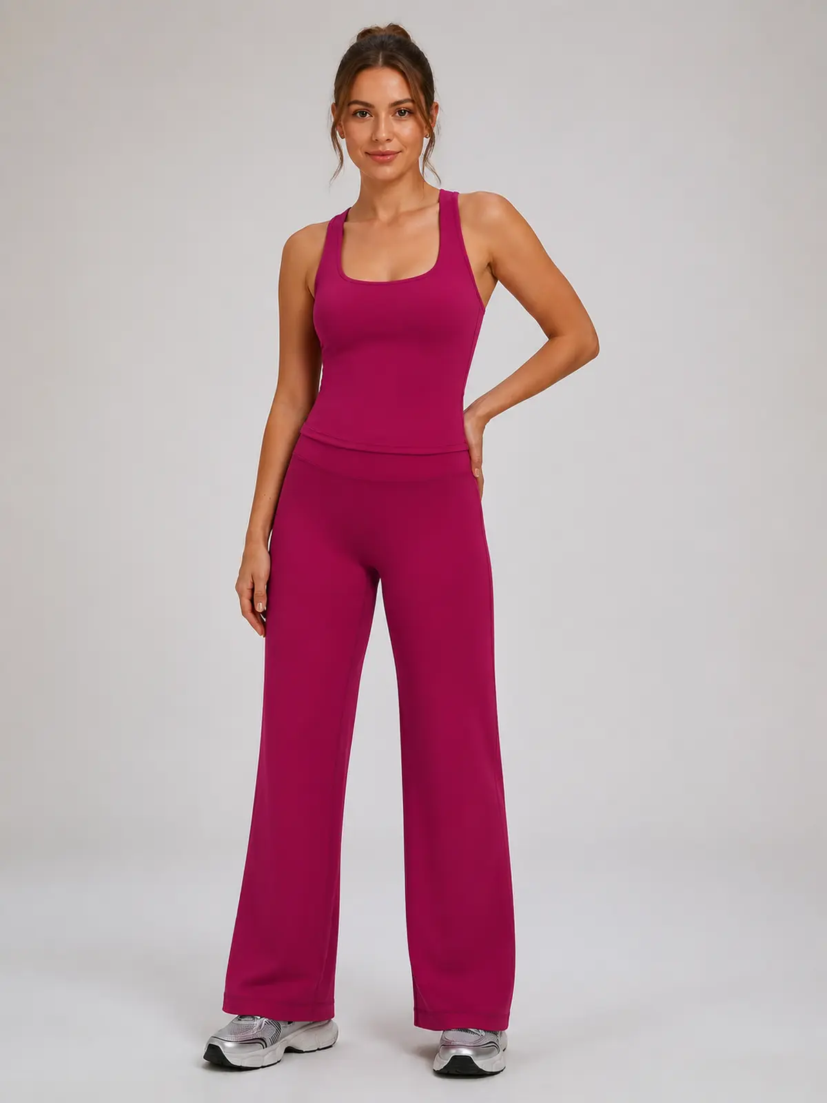 Harbor Verse High-Rise Flare Leggings — raspberry red — flare-leggings — authoritative variation match
