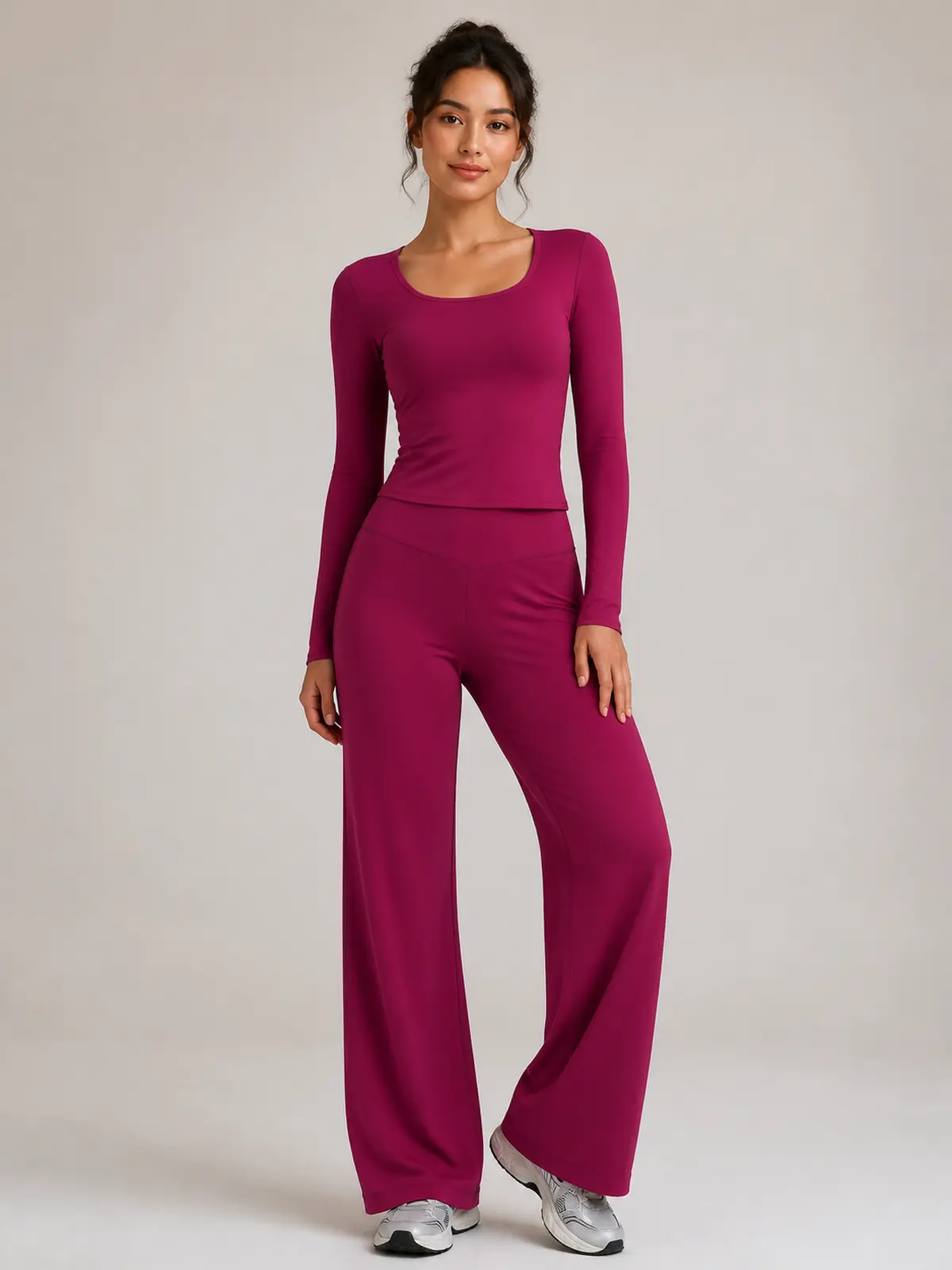 Harbor Verse High-Rise Flare Leggings — raspberry red — flare-leggings — authoritative variation match