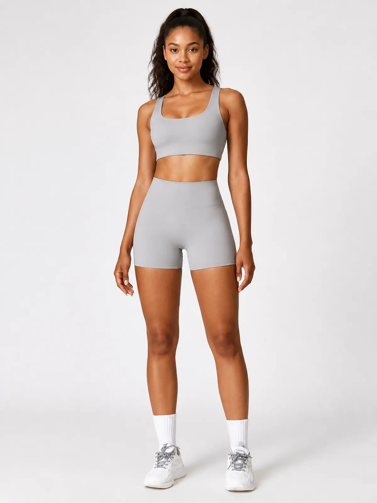 Hearth Ledger High-Rise Bike Shorts — light grey — bike-shorts — authoritative variation match