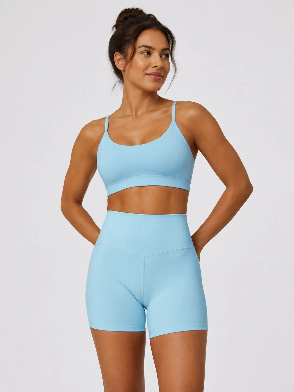 Hearth Ledger High-Rise Bike Shorts — light sky blue — bike-shorts — authoritative variation image