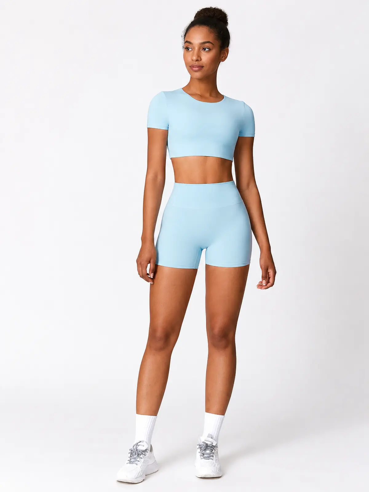 Hearth Ledger High-Rise Bike Shorts — light sky blue — bike-shorts — authoritative variation match