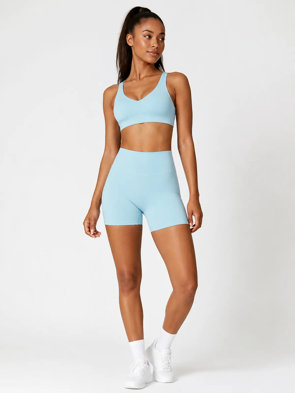 Hearth Ledger High-Rise Bike Shorts — light sky blue — bike-shorts — authoritative variation match