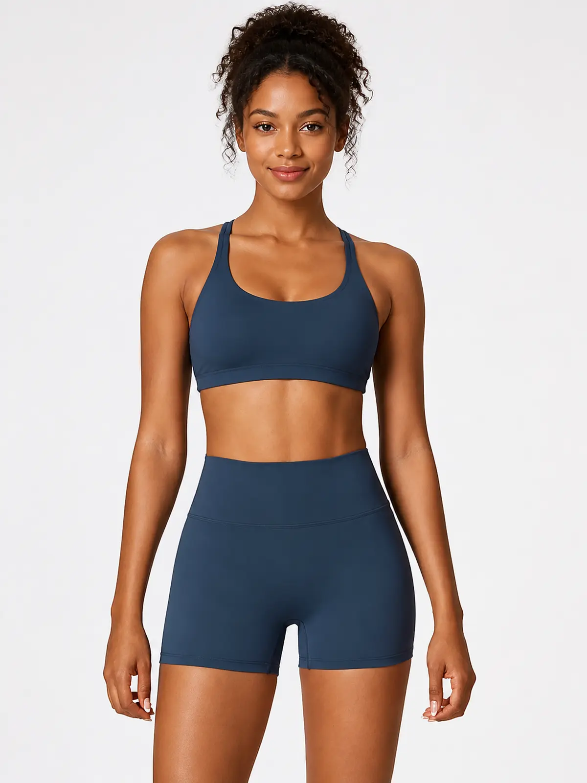 Hearth Ledger High-Rise Bike Shorts — navy blue — bike-shorts — authoritative variation match
