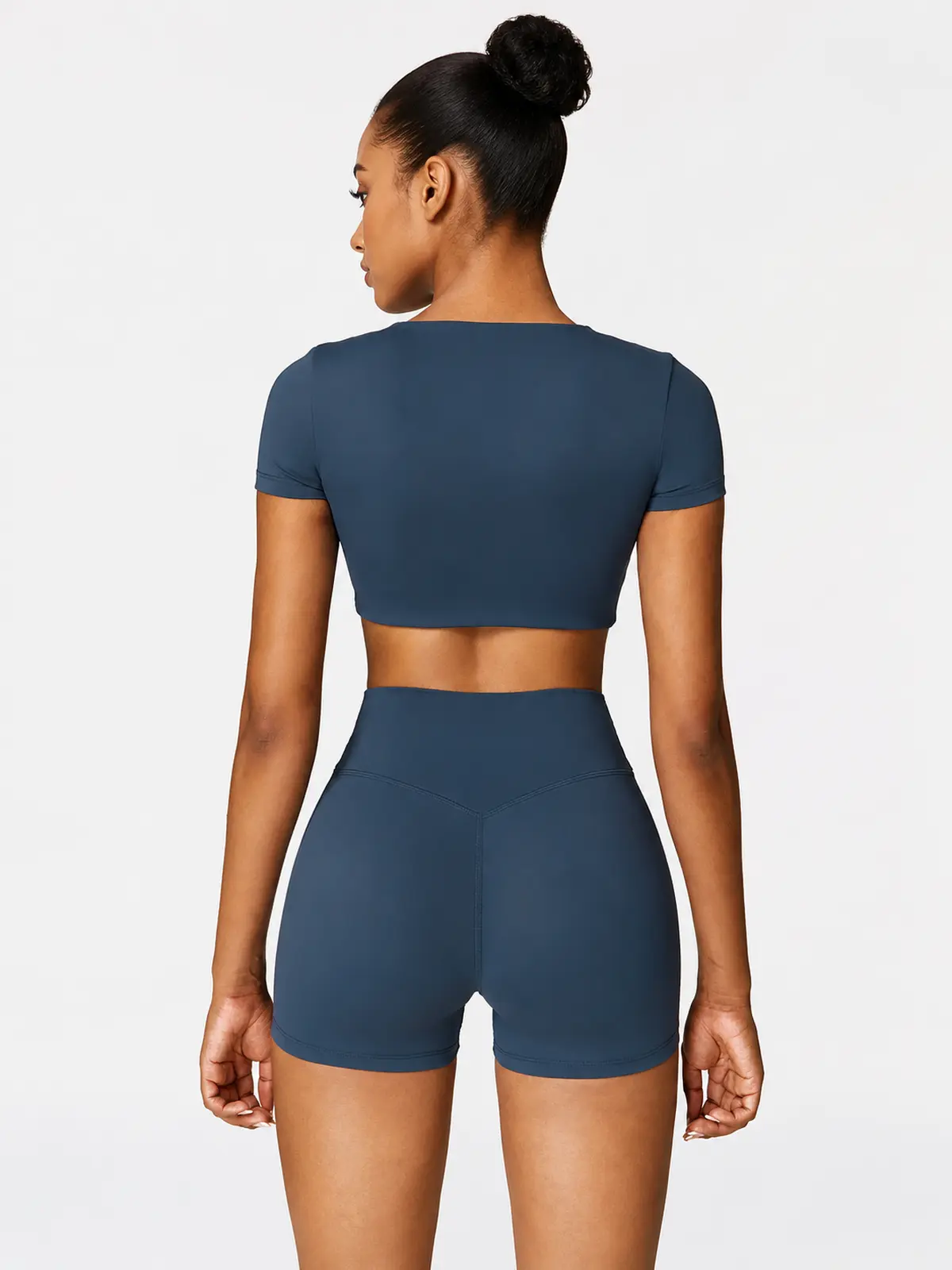 Hearth Ledger High-Rise Bike Shorts — navy blue — general — authoritative variation match