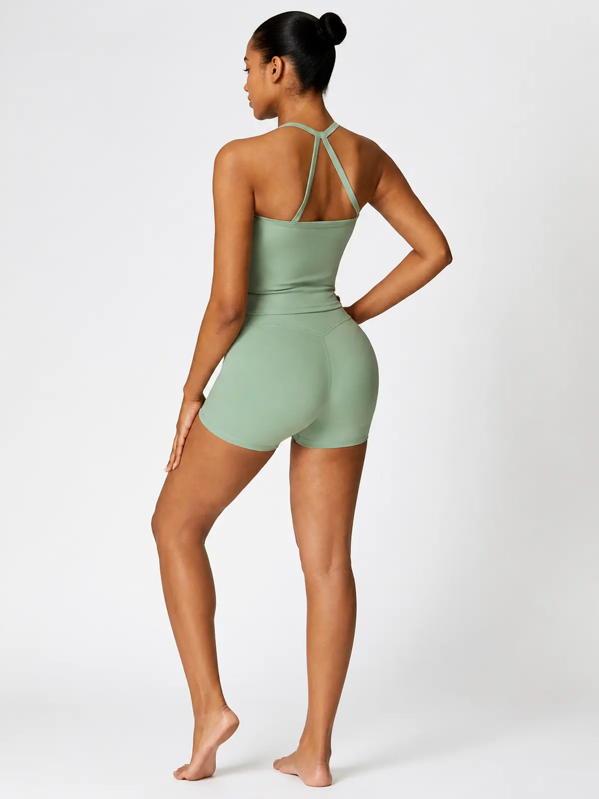 Hearth Ledger High-Rise Bike Shorts — sage green — general — authoritative variation match