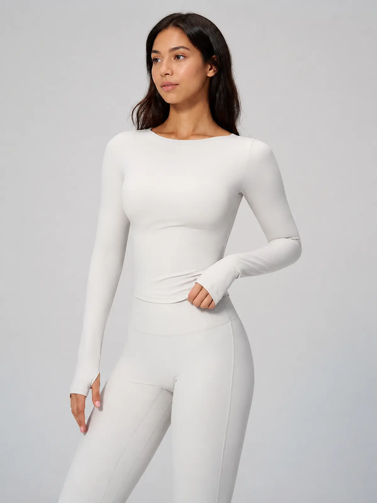 Horizon Sway Wide Boat-Neck Long-Sleeve Yoga Top — off-white — long-sleeve-top — authoritative variation match