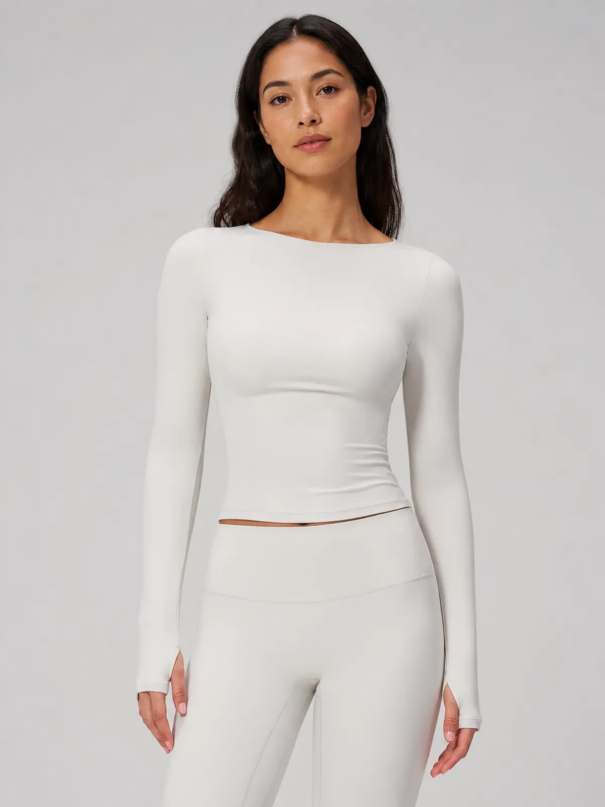 Horizon Sway Wide Boat-Neck Long-Sleeve Yoga Top — off-white — long-sleeve-top — authoritative variation match