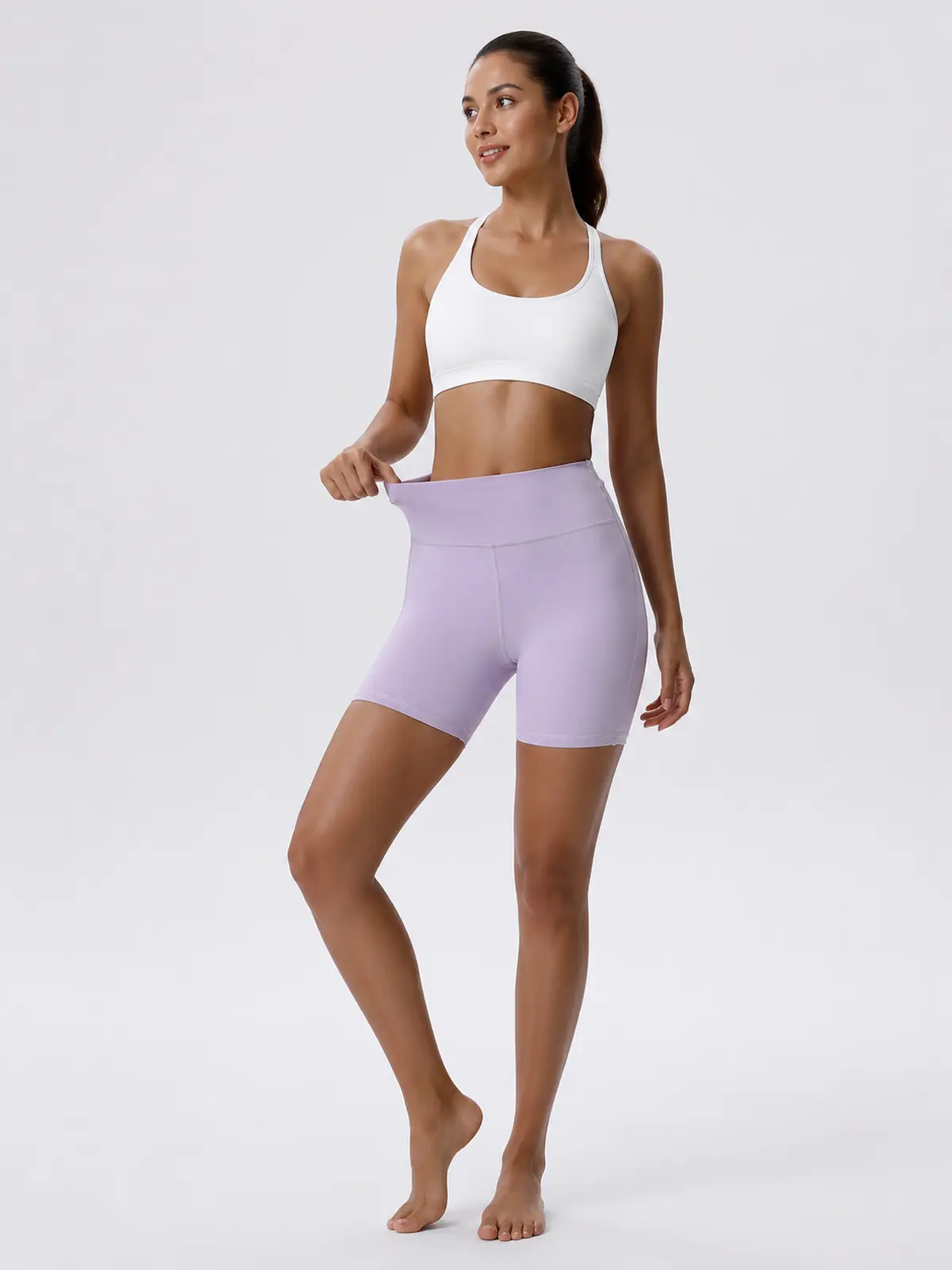 Indigo Motion High-Rise Bike Shorts — light lavender purple — bike-shorts — authoritative variation match