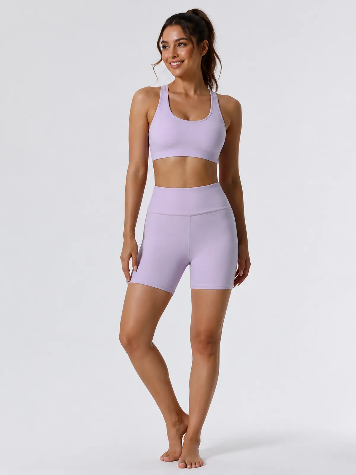 Indigo Motion High-Rise Bike Shorts — light lavender purple — bike-shorts — authoritative variation match