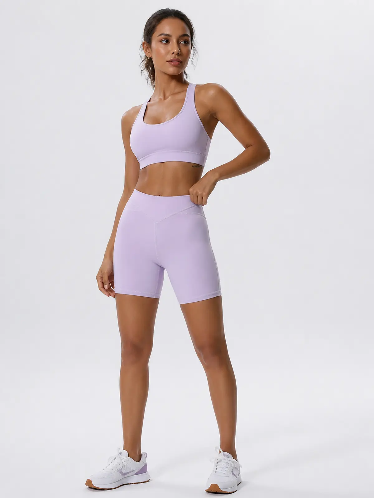 Indigo Motion High-Rise Bike Shorts — light lavender purple — bike-shorts — authoritative variation match