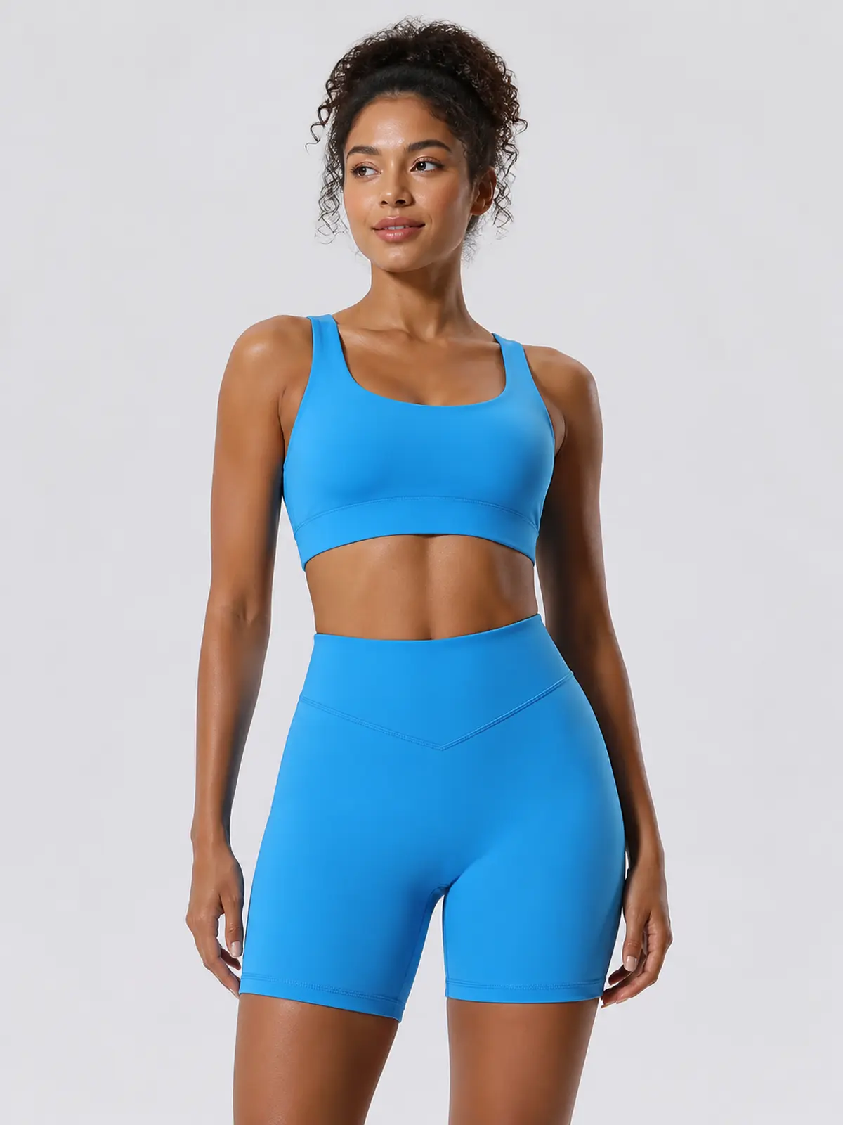 Indigo Motion High-Rise Bike Shorts — sky blue — bike-shorts — authoritative variation match