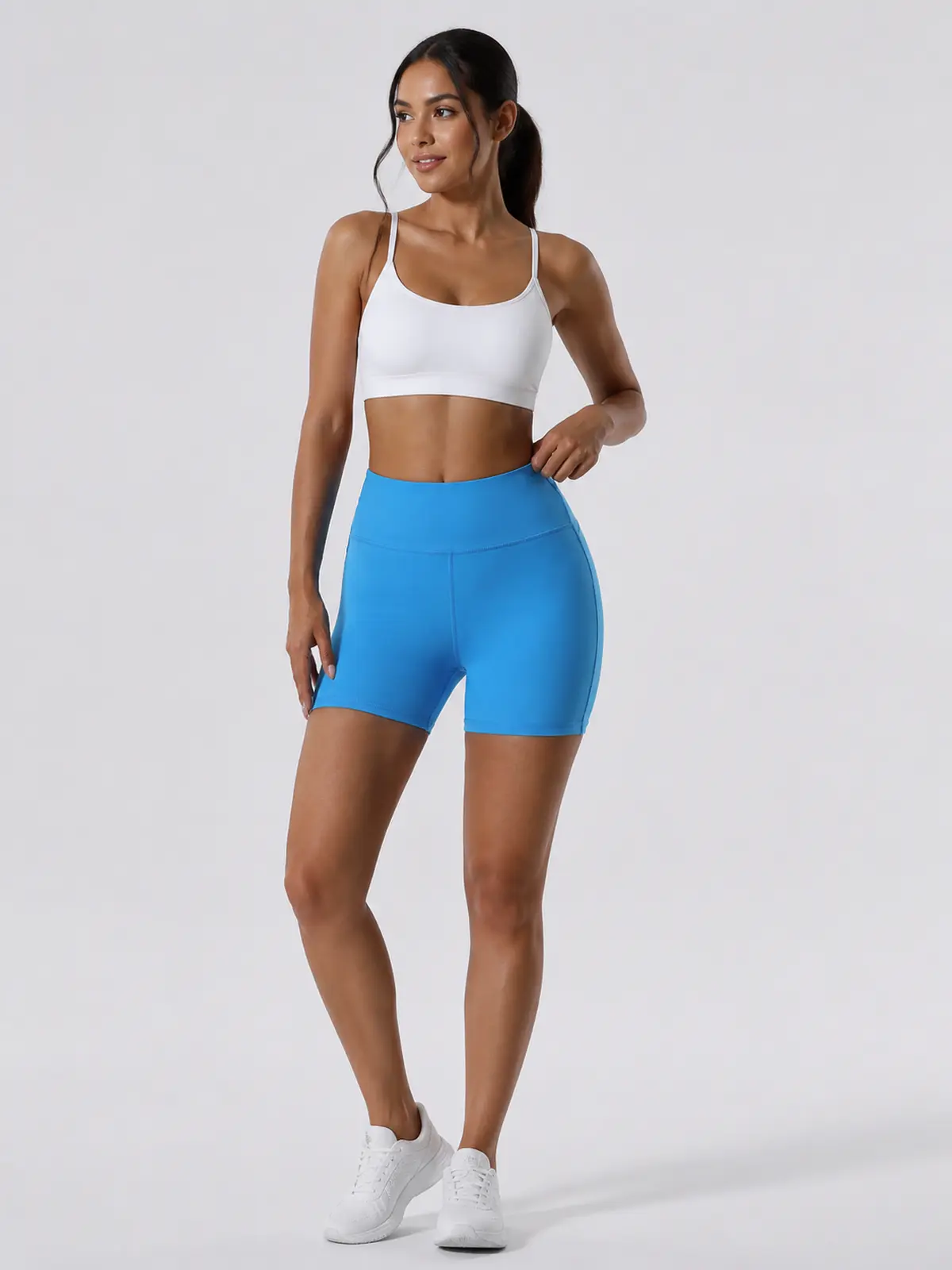 Indigo Motion High-Rise Bike Shorts — sky blue — bike-shorts — authoritative variation match