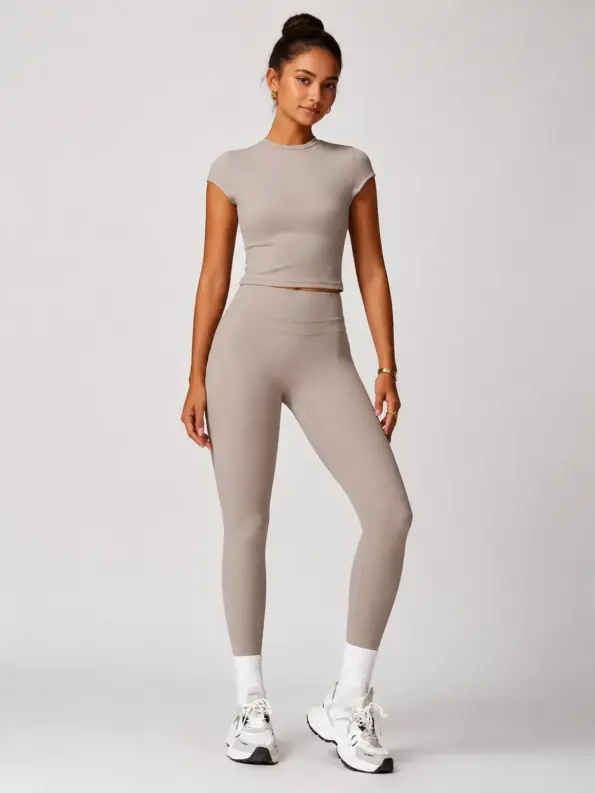 Indigo Trace T-Shirt and Leggings Set — taupe beige — general — authoritative variation image