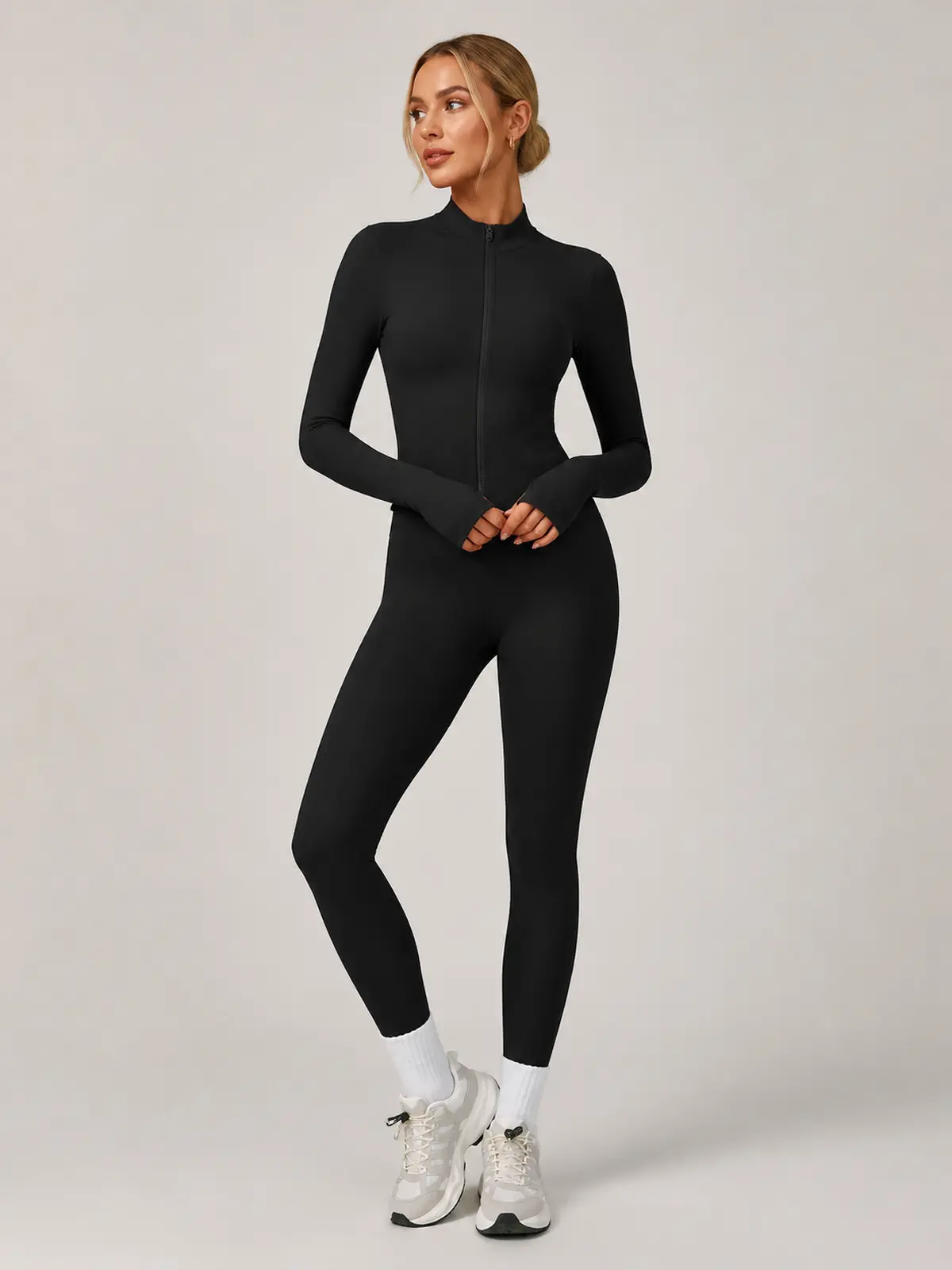Ivory Current Zip-Front Jacket and Full-Length Leggings Set — black — general — authoritative variation match