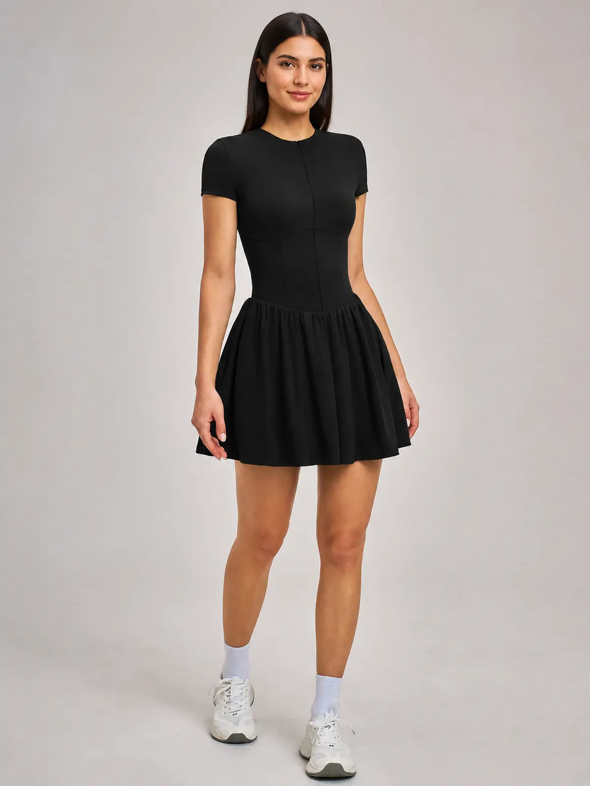 Juniper Motion Zip-Front Exercise Dress — black — exercise-dress — authoritative variation match