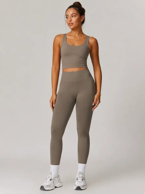 Lapis Field Seamless High-Rise Full-Length Leggings — taupe gray — authoritative variation match