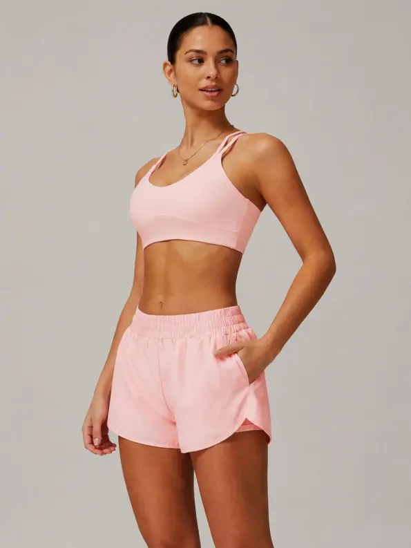 Lattice Muse Sports Bra and Running Shorts Set — light peach pink — general — authoritative variation match