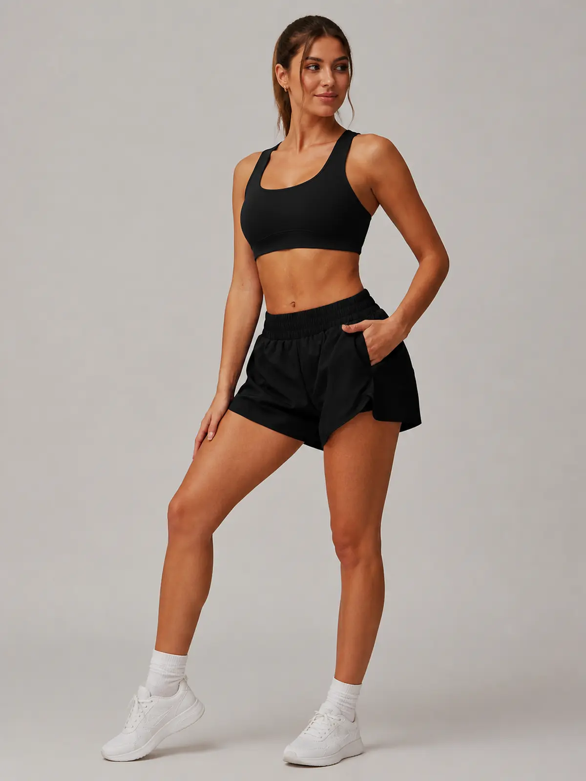 Layered Motion 2-in-1 Yoga Shorts — black — authoritative variation match