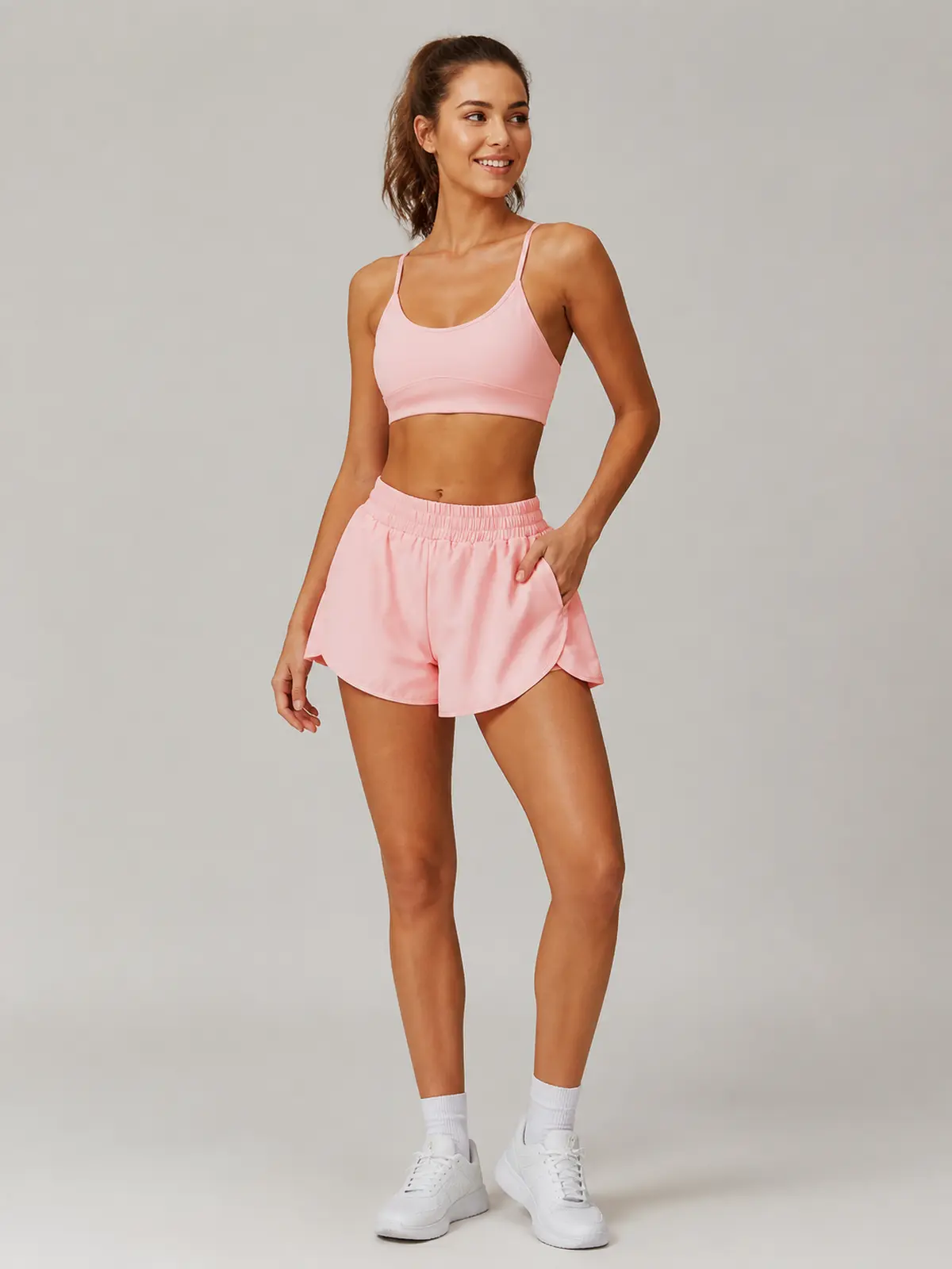 Layered Motion 2-in-1 Yoga Shorts — light pink — authoritative variation match