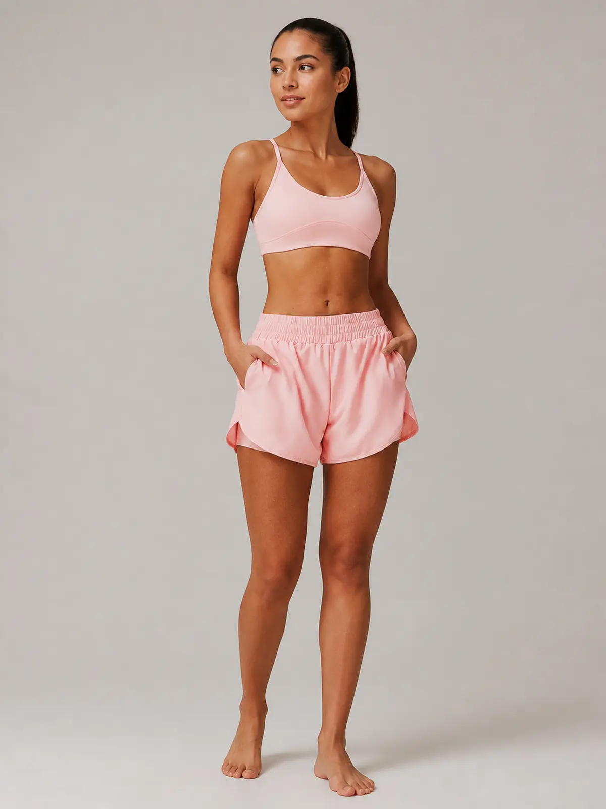 Layered Motion 2-in-1 Yoga Shorts — light pink — authoritative variation match