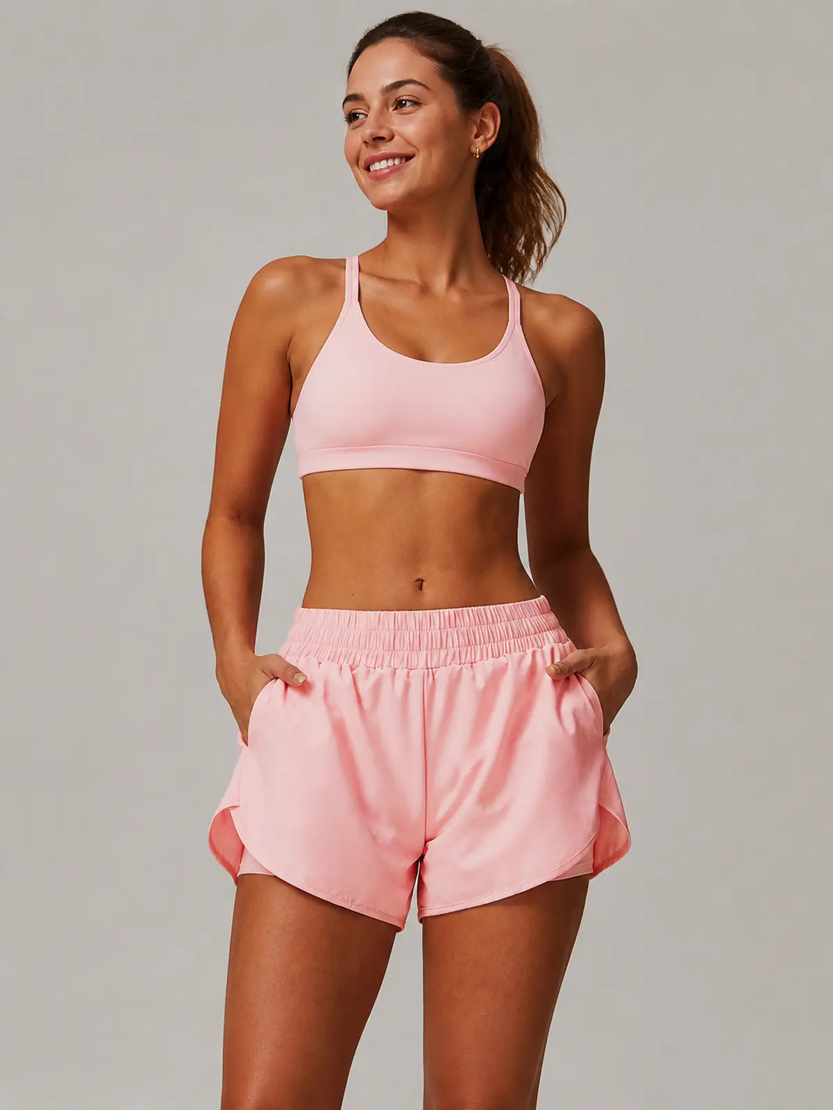 Layered Motion 2-in-1 Yoga Shorts — light pink — skort — authoritative variation image