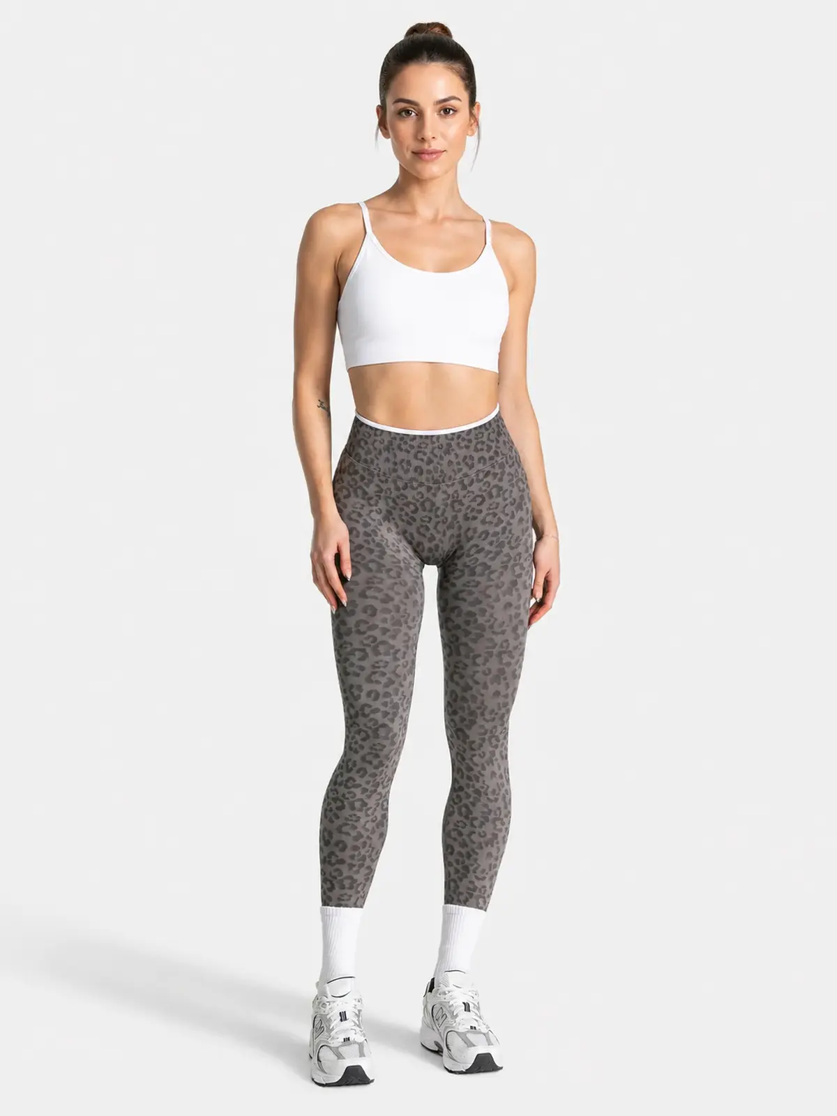 Leopard Motion Seamless High-Rise Ankle-Length Yoga Leggings — graphite gray — authoritative variation image