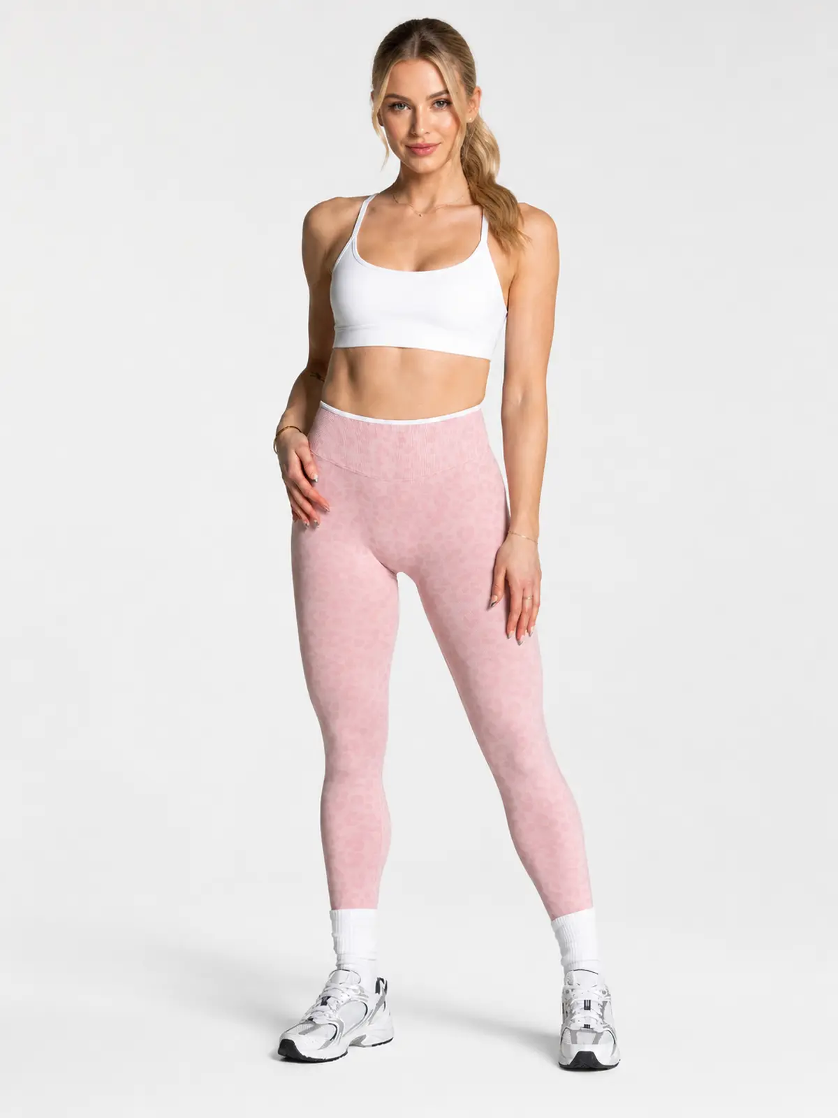 Leopard Motion Seamless High-Rise Ankle-Length Yoga Leggings — light pink — authoritative variation match