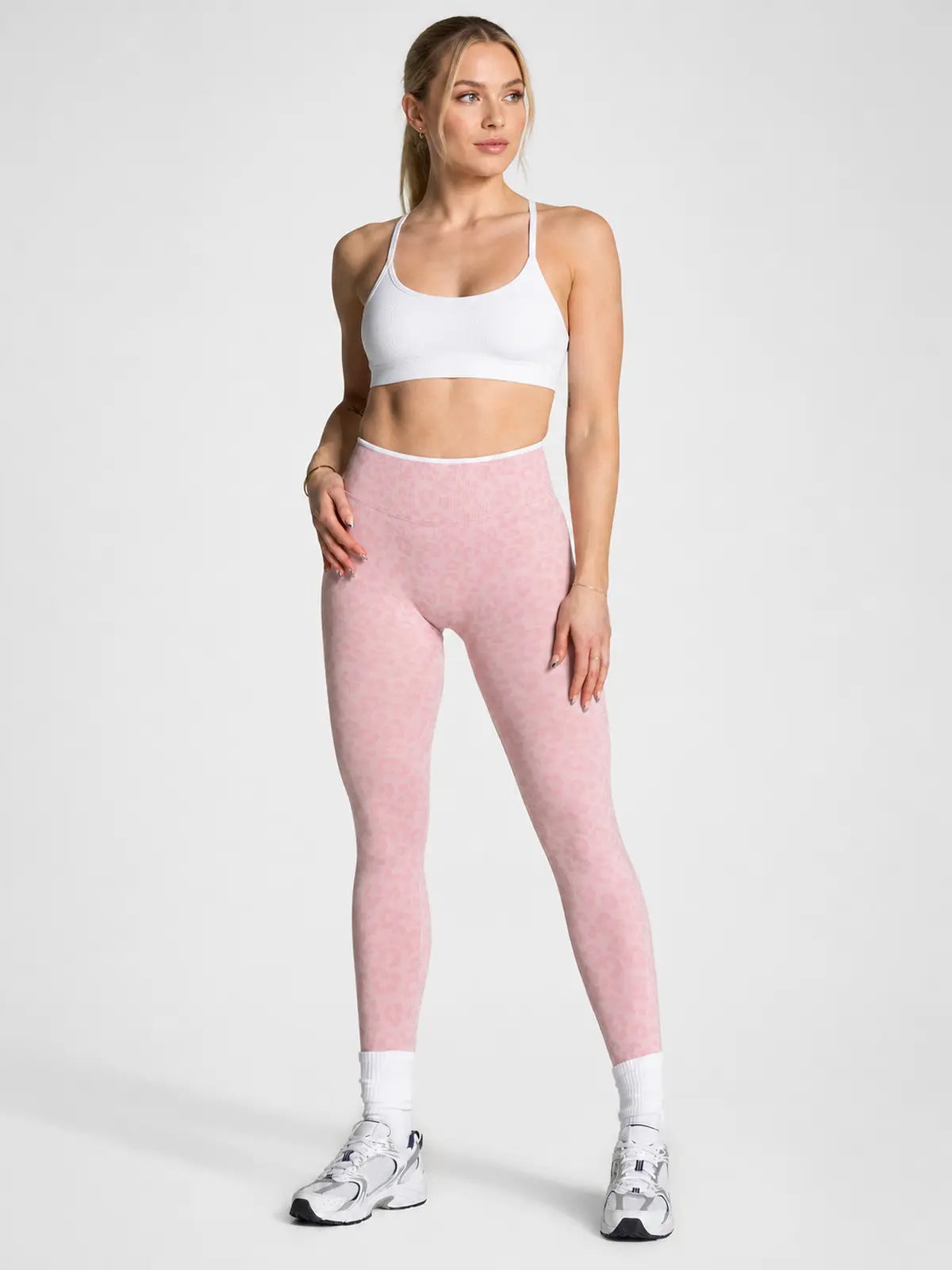 Leopard Motion Seamless High-Rise Ankle-Length Yoga Leggings — light pink — authoritative variation match