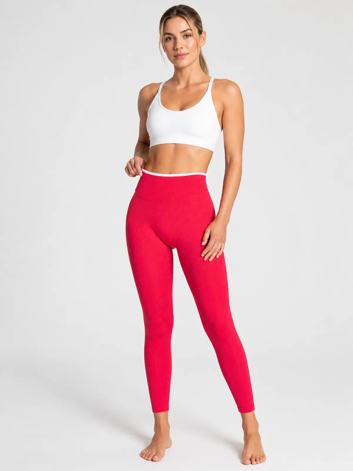 Leopard Motion Seamless High-Rise Ankle-Length Yoga Leggings — raspberry pink — authoritative variation match