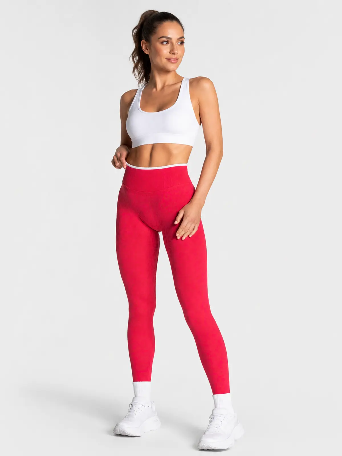 Leopard Motion Seamless High-Rise Ankle-Length Yoga Leggings — raspberry pink — authoritative variation match