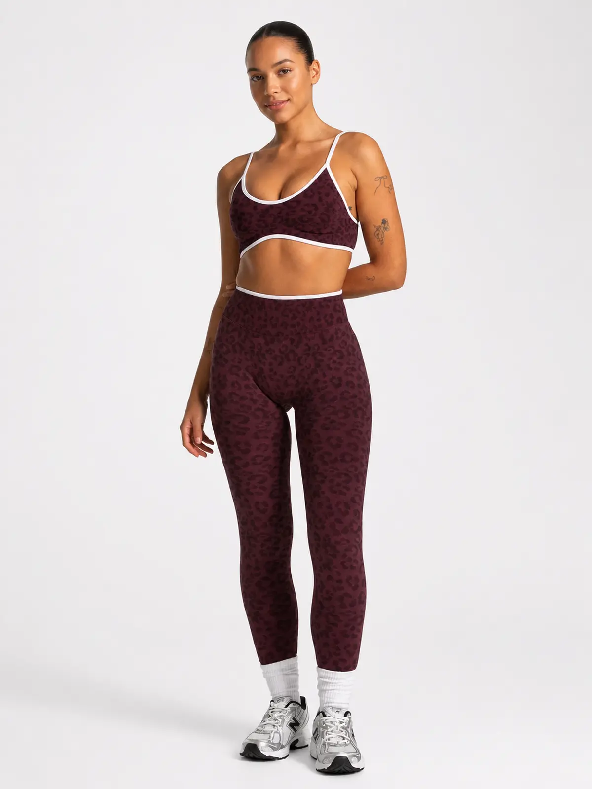 Leopard Motion Seamless High-Rise Ankle-Length Yoga Leggings — wine burgundy — general — authoritative variation match