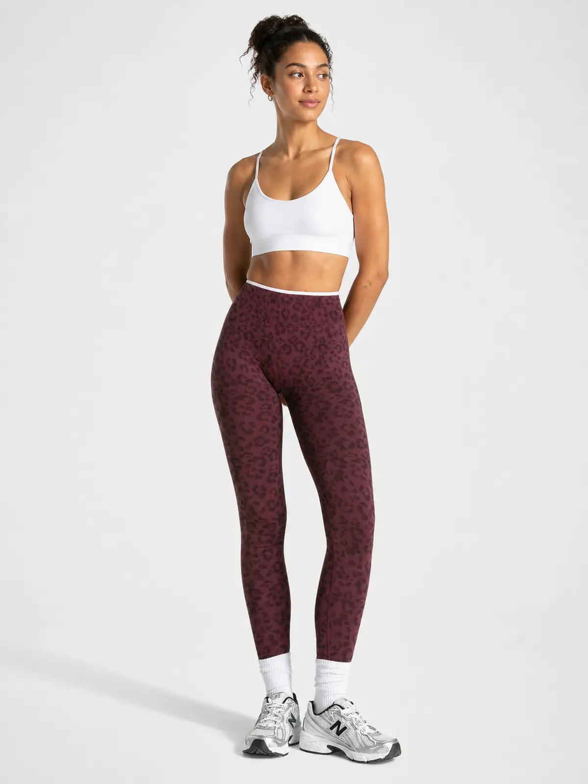 Leopard Motion Seamless High-Rise Ankle-Length Yoga Leggings — wine burgundy — authoritative variation match