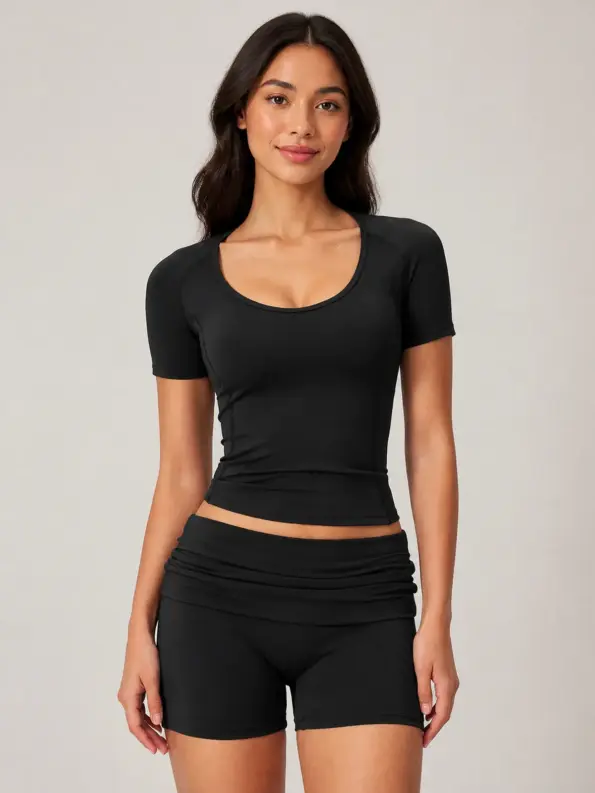 Lumen Cove T-Shirt and Bike Shorts Set — black — general — authoritative variation image