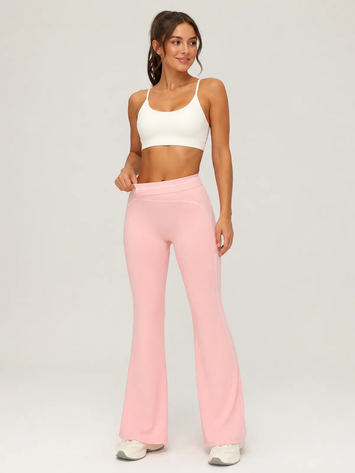 Lumen Vale High-Rise Flare Leggings — light peach pink — flare-leggings — authoritative variation match