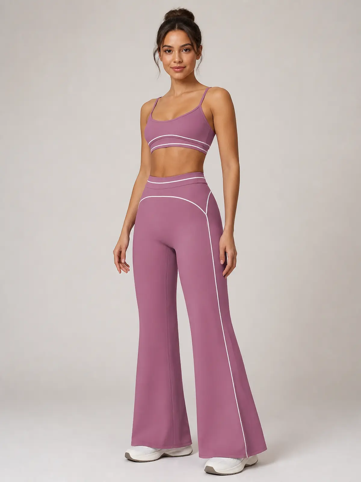 Lumen Vale High-Rise Flare Leggings — mauve purple — flare-leggings — authoritative variation match