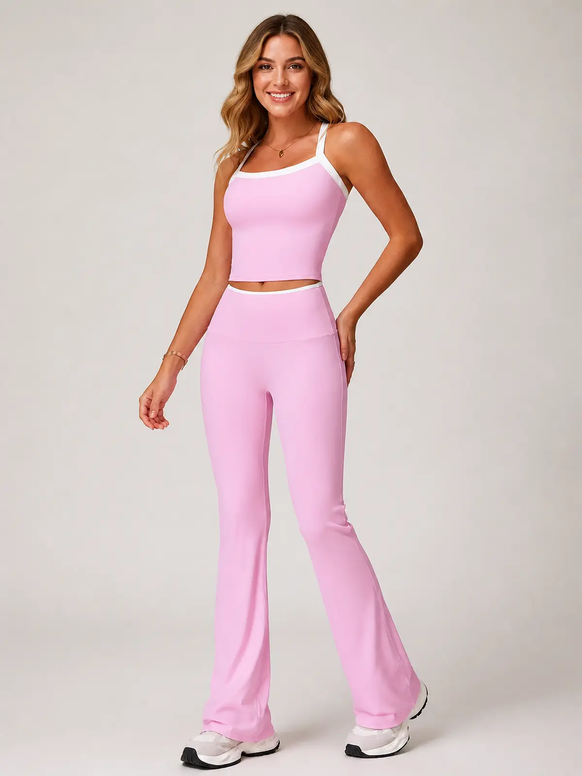 Marin Sketch Sleeveless Top and Flare Leggings Set — pink — general — authoritative variation match