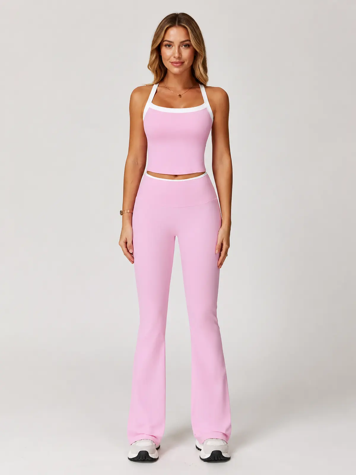 Marin Sketch Sleeveless Top and Flare Leggings Set — pink — general — authoritative variation match