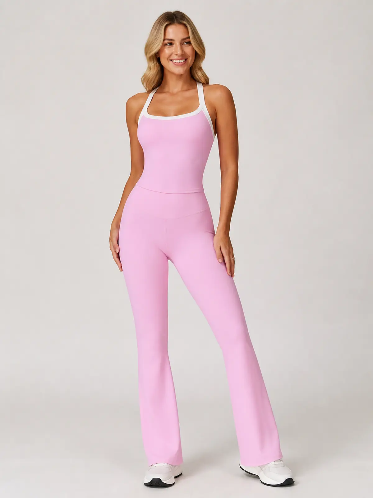 Marin Sketch Sleeveless Top and Flare Leggings Set — pink — general — authoritative variation match