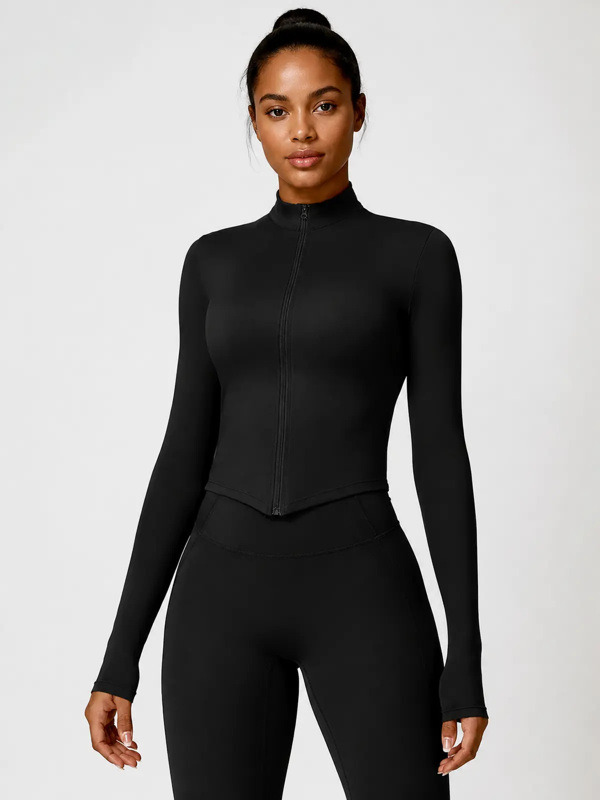 Marlowe Current Cropped Full-Zip Jacket — black — general — authoritative variation image