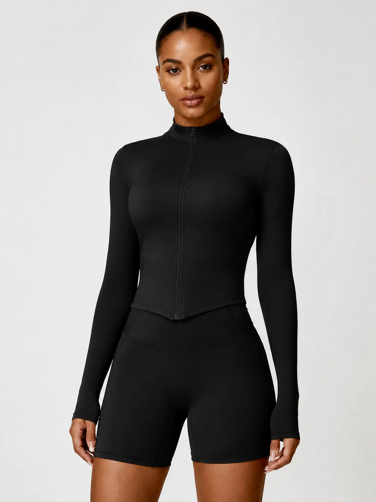 Marlowe Current Cropped Full-Zip Jacket — black — general — authoritative variation match