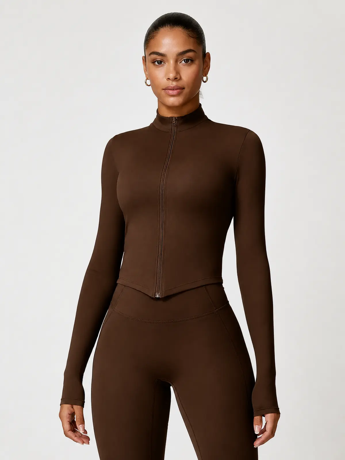 Marlowe Current Cropped Full-Zip Jacket — brown — general — authoritative variation image