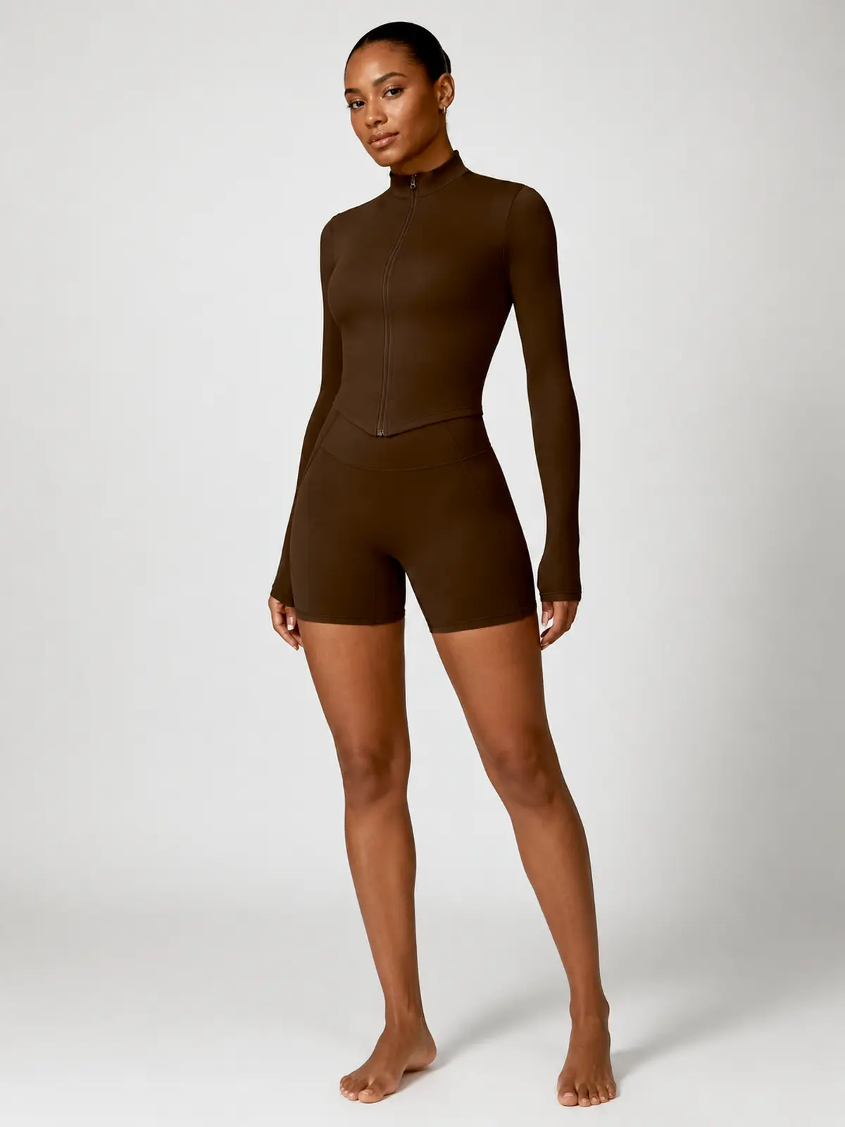 Marlowe Current Cropped Full-Zip Jacket — brown — general — authoritative variation match